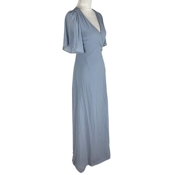 Baltic Born Ivy Wrap Maxi Dress Light Blue Chiffon Bridesmaid V-Neck Size XS NEW - Picture 4 of 9